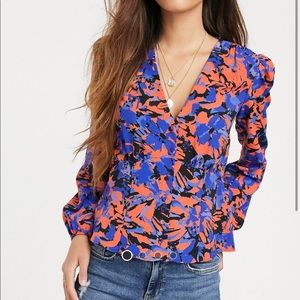 River Island floral button front blouse